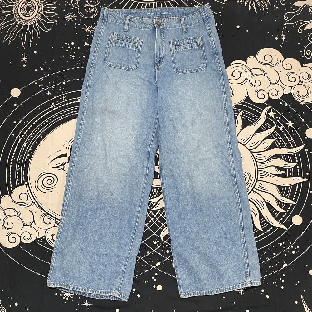 Old Navy Jeans Women's 8 Blue Cotton Denim Wide-Leg Baggy Streetwear Workwear